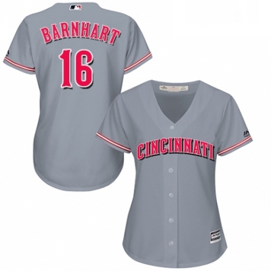Womens Majestic Cincinnati Reds 16 Tucker Barnhart Authentic Grey Road Cool Base MLB Jersey Womens Majestic Cincinnati Reds 16 Tucker Barnhart Authentic Grey Road Cool Base MLB Jersey