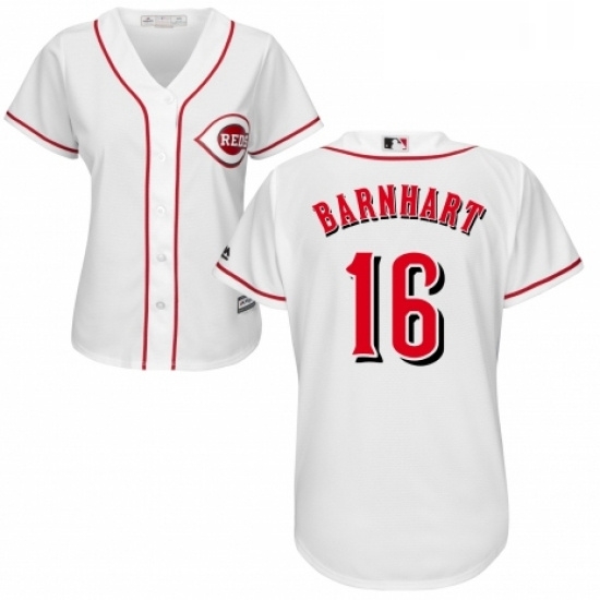Womens Majestic Cincinnati Reds 16 Tucker Barnhart Replica White Home Cool Base MLB Jersey Womens Majestic Cincinnati Reds 16 Tucker Barnhart Replica White Home Cool Base MLB Jersey