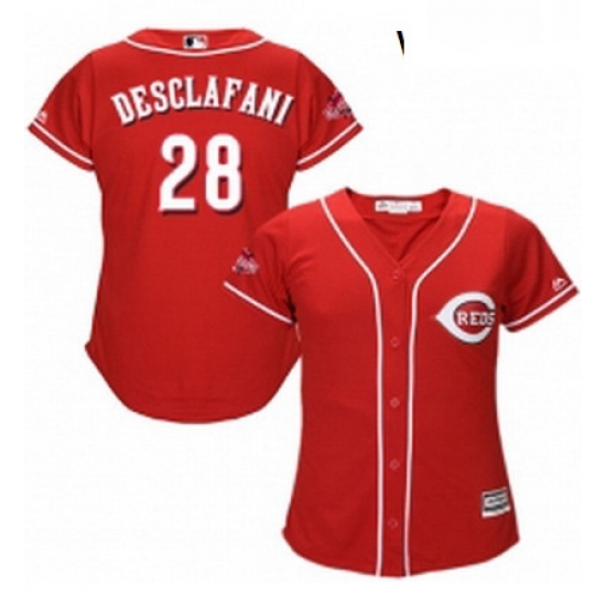 Womens Majestic Cincinnati Reds 28 Anthony DeSclafani Replica Red Alternate Cool Base MLB Jersey Womens Majestic Cincinnati Reds 28 Anthony DeSclafani Replica Red Alternate Cool Base MLB Jersey