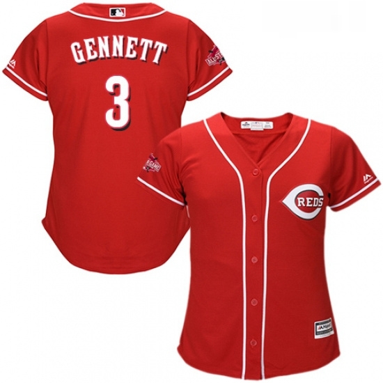 Womens Majestic Cincinnati Reds 3 Scooter Gennett Replica Red Alternate Cool Base MLB Jersey Womens Majestic Cincinnati Reds 3 Scooter Gennett Replica Red Alternate Cool Base MLB Jersey