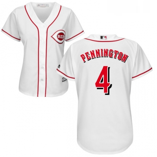Womens Majestic Cincinnati Reds 4 Cliff Pennington Authentic White Home Cool Base MLB Jersey Womens Majestic Cincinnati Reds 4 Cliff Pennington Authentic White Home Cool Base MLB Jersey