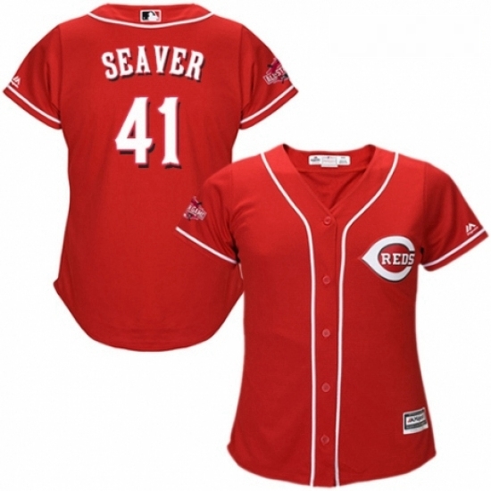 Womens Majestic Cincinnati Reds 41 Tom Seaver Replica Red Alternate Cool Base MLB Jersey Womens Majestic Cincinnati Reds 41 Tom Seaver Replica Red Alternate Cool Base MLB Jersey