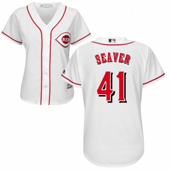 Womens Majestic Cincinnati Reds 41 Tom Seaver Replica White Home Cool Base MLB Jersey Womens Majestic Cincinnati Reds 41 Tom Seaver Replica White Home Cool Base MLB Jersey