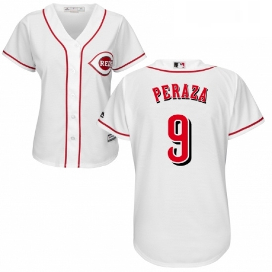 Womens Majestic Cincinnati Reds 9 Jose Peraza Replica White Home Cool Base MLB Jersey Womens Majestic Cincinnati Reds 9 Jose Peraza Replica White Home Cool Base MLB Jersey