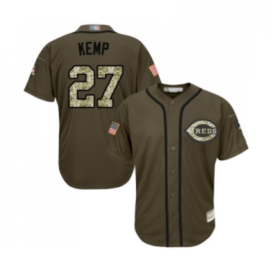Youth Cincinnati Reds 27 Matt Kemp Authentic Green Salute to Service Baseball Jersey Youth Cincinnati Reds 27 Matt Kemp Authentic Green Salute to Service Baseball Jersey
