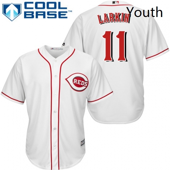 Youth Majestic Cincinnati Reds 11 Barry Larkin Authentic White Home Cool Base MLB Jersey Youth Majestic Cincinnati Reds 11 Barry Larkin Authentic White Home Cool Base MLB Jersey