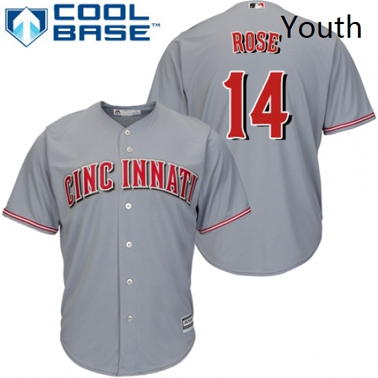Youth Majestic Cincinnati Reds 14 Pete Rose Authentic Grey Road Cool Base MLB Jersey Youth Majestic Cincinnati Reds 14 Pete Rose Authentic Grey Road Cool Base MLB Jersey