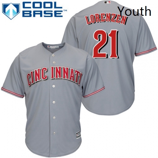 Youth Majestic Cincinnati Reds 21 Michael Lorenzen Replica Grey Road Cool Base MLB Jersey Youth Majestic Cincinnati Reds 21 Michael Lorenzen Replica Grey Road Cool Base MLB Jersey