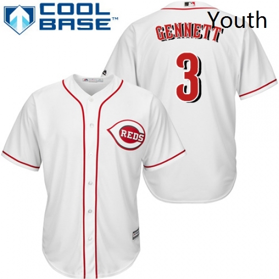 Youth Majestic Cincinnati Reds 3 Scooter Gennett Replica White Home Cool Base MLB Jersey Youth Majestic Cincinnati Reds 3 Scooter Gennett Replica White Home Cool Base MLB Jersey