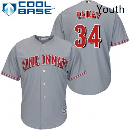 Youth Majestic Cincinnati Reds 34 Homer Bailey Replica Grey Road Cool Base MLB Jersey Youth Majestic Cincinnati Reds 34 Homer Bailey Replica Grey Road Cool Base MLB Jersey