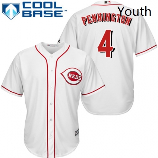 Youth Majestic Cincinnati Reds 4 Cliff Pennington Replica White Home Cool Base MLB Jersey Youth Majestic Cincinnati Reds 4 Cliff Pennington Replica White Home Cool Base MLB Jersey