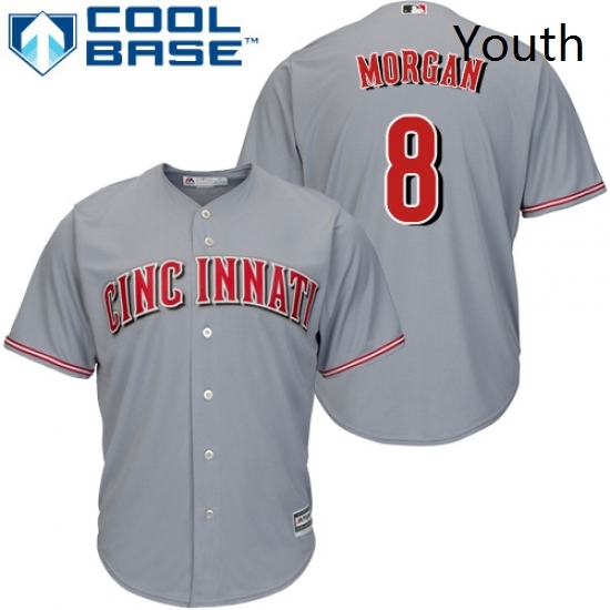 Youth Majestic Cincinnati Reds 8 Joe Morgan Replica Grey Road Cool Base MLB Jersey Youth Majestic Cincinnati Reds 8 Joe Morgan Replica Grey Road Cool Base MLB Jersey