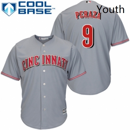 Youth Majestic Cincinnati Reds 9 Jose Peraza Replica Grey Road Cool Base MLB Jersey Youth Majestic Cincinnati Reds 9 Jose Peraza Replica Grey Road Cool Base MLB Jersey