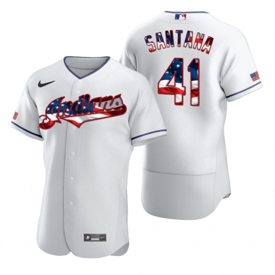 Men Cleveland Indians 41 Carlos Santana Men Nike White Fluttering USA Flag Limited Edition Flex Base MLB Jersey Men Cleveland Indians 41 Carlos Santana Men Nike White Fluttering USA Flag Limited Edition Flex Base MLB Jersey