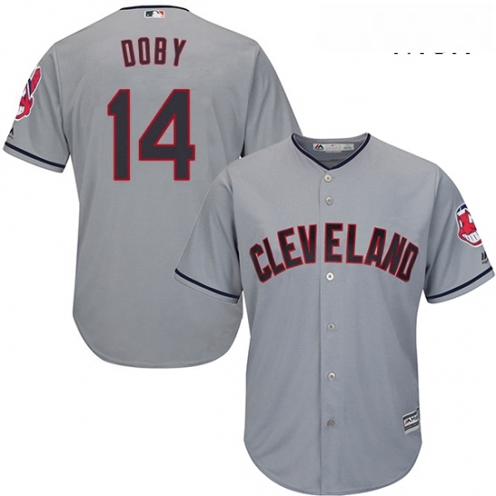 Mens Majestic Cleveland Indians 14 Larry Doby Replica Grey Road Cool Base MLB Jersey Mens Majestic Cleveland Indians 14 Larry Doby Replica Grey Road Cool Base MLB Jersey