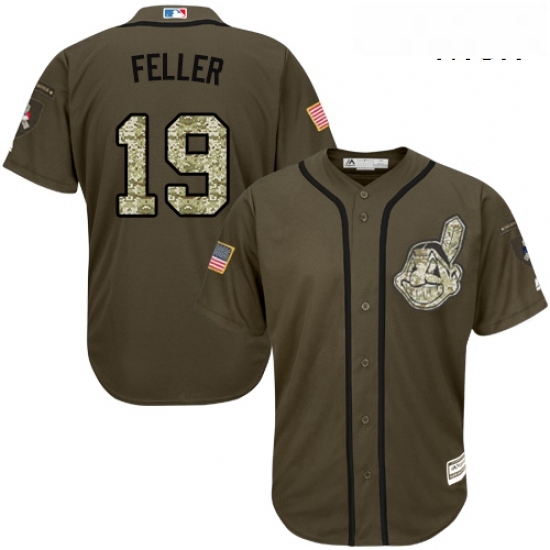 Mens Majestic Cleveland Indians 19 Bob Feller Authentic Green Salute to Service MLB Jersey Mens Majestic Cleveland Indians 19 Bob Feller Authentic Green Salute to Service MLB Jersey