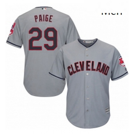 Mens Majestic Cleveland Indians 29 Satchel Paige Replica Grey Road Cool Base MLB Jersey Mens Majestic Cleveland Indians 29 Satchel Paige Replica Grey Road Cool Base MLB Jersey