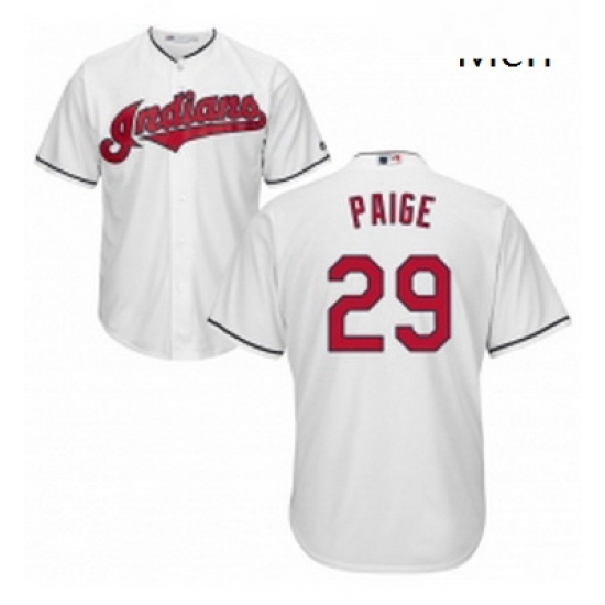 Mens Majestic Cleveland Indians 29 Satchel Paige Replica White Home Cool Base MLB Jersey Mens Majestic Cleveland Indians 29 Satchel Paige Replica White Home Cool Base MLB Jersey