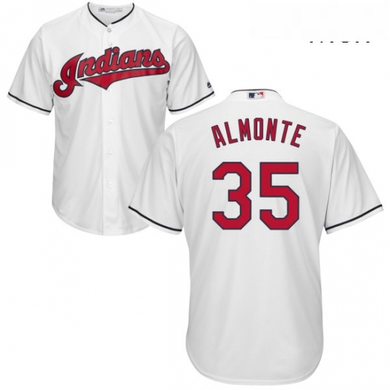 Mens Majestic Cleveland Indians 35 Abraham Almonte Replica White Home Cool Base MLB Jersey Mens Majestic Cleveland Indians 35 Abraham Almonte Replica White Home Cool Base MLB Jersey