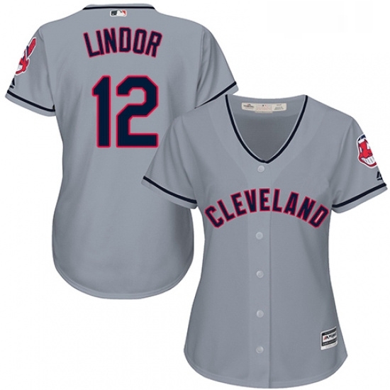 Womens Majestic Cleveland Indians 12 Francisco Lindor Authentic Grey Road Cool Base MLB Jersey Womens Majestic Cleveland Indians 12 Francisco Lindor Authentic Grey Road Cool Base MLB Jersey