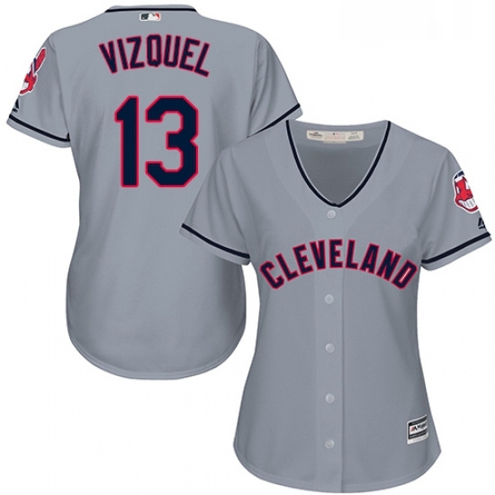 Womens Majestic Cleveland Indians 13 Omar Vizquel Authentic Grey Road Cool Base MLB Jersey Womens Majestic Cleveland Indians 13 Omar Vizquel Authentic Grey Road Cool Base MLB Jersey