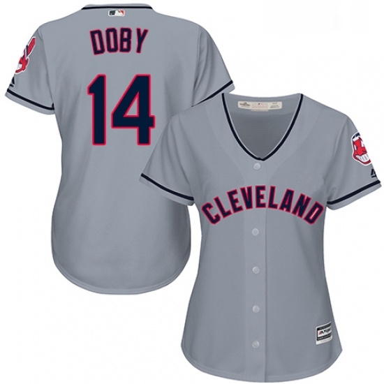 Womens Majestic Cleveland Indians 14 Larry Doby Authentic Grey Road Cool Base MLB Jersey Womens Majestic Cleveland Indians 14 Larry Doby Authentic Grey Road Cool Base MLB Jersey