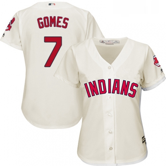 Womens Majestic Cleveland Indians 7 Yan Gomes Authentic Cream Alternate 2 Cool Base MLB Jersey Womens Majestic Cleveland Indians 7 Yan Gomes Authentic Cream Alternate 2 Cool Base MLB Jersey