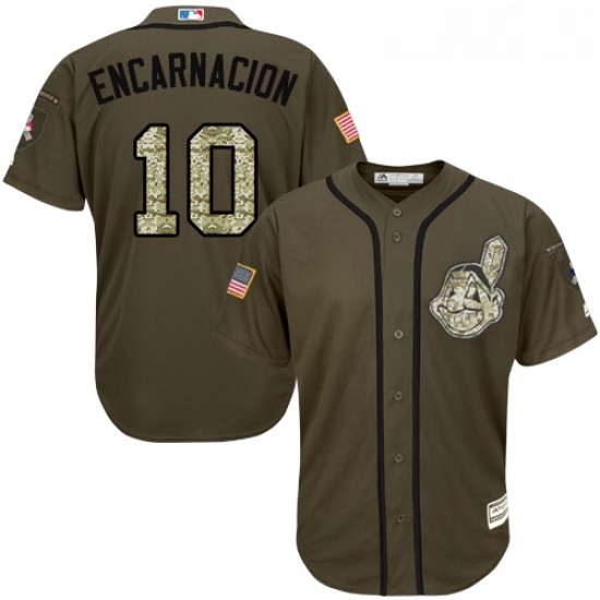 Youth Majestic Cleveland Indians 10 Edwin Encarnacion Replica Green Salute to Service MLB Jersey Youth Majestic Cleveland Indians 10 Edwin Encarnacion Replica Green Salute to Service MLB Jersey