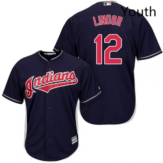 Youth Majestic Cleveland Indians 12 Francisco Lindor Authentic Navy Blue Alternate 1 Cool Base MLB Jersey Youth Majestic Cleveland Indians 12 Francisco Lindor Authentic Navy Blue Alternate 1 Cool Base MLB Jersey