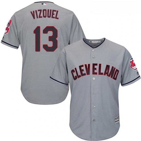 Youth Majestic Cleveland Indians 13 Omar Vizquel Replica Grey Road Cool Base MLB Jersey Youth Majestic Cleveland Indians 13 Omar Vizquel Replica Grey Road Cool Base MLB Jersey
