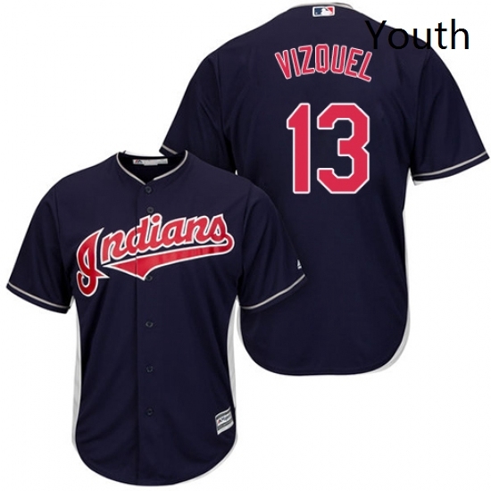Youth Majestic Cleveland Indians 13 Omar Vizquel Replica Navy Blue Alternate 1 Cool Base MLB Jersey Youth Majestic Cleveland Indians 13 Omar Vizquel Replica Navy Blue Alternate 1 Cool Base MLB Jersey