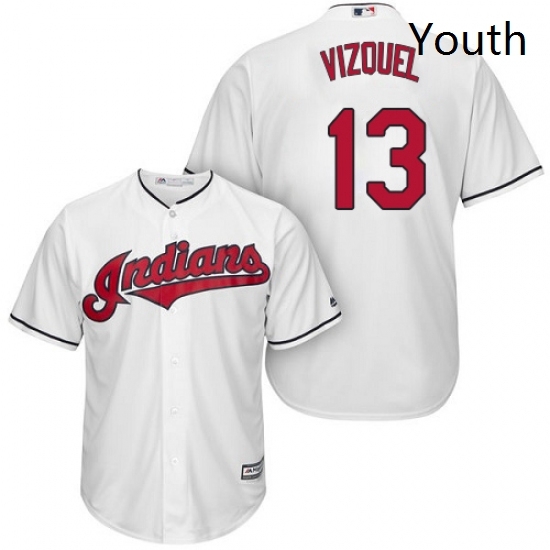 Youth Majestic Cleveland Indians 13 Omar Vizquel Replica White Home Cool Base MLB Jersey Youth Majestic Cleveland Indians 13 Omar Vizquel Replica White Home Cool Base MLB Jersey