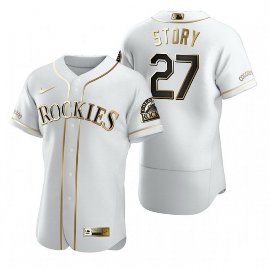 Colorado Rockies 27 Trevor Story White Nike Mens Authentic Golden Edition MLB Jersey Colorado Rockies 27 Trevor Story White Nike Mens Authentic Golden Edition MLB Jersey