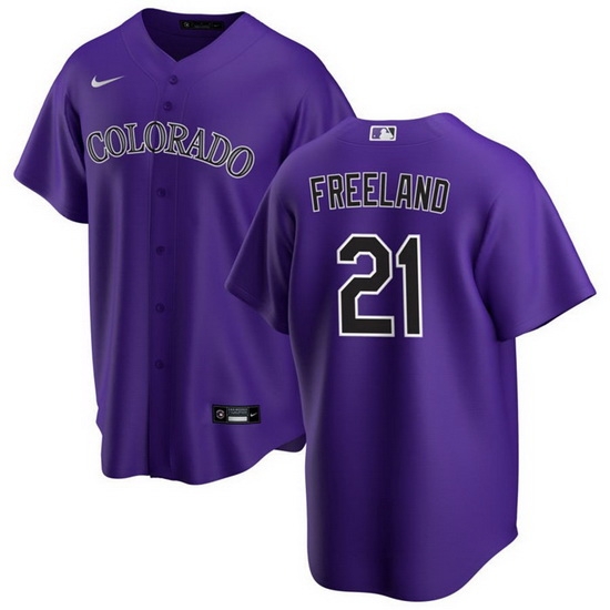 Men Colorado Rockies 21 Kyle Freeland Purple Stitched Baseball Jersey Men Colorado Rockies 21 Kyle Freeland Purple Stitched Baseball Jersey