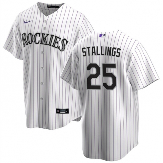 Men Colorado Rockies 25 Jacob Stallings White Cool Base Stitched Baseball Jersey Men Colorado Rockies 25 Jacob Stallings White Cool Base Stitched Baseball Jersey