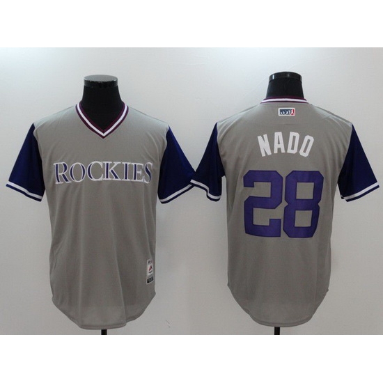 Men Colorado Rockies 28 Nado Gray Game Legend Edition MLB Jersey Men Colorado Rockies 28 Nado Gray Game Legend Edition MLB Jersey