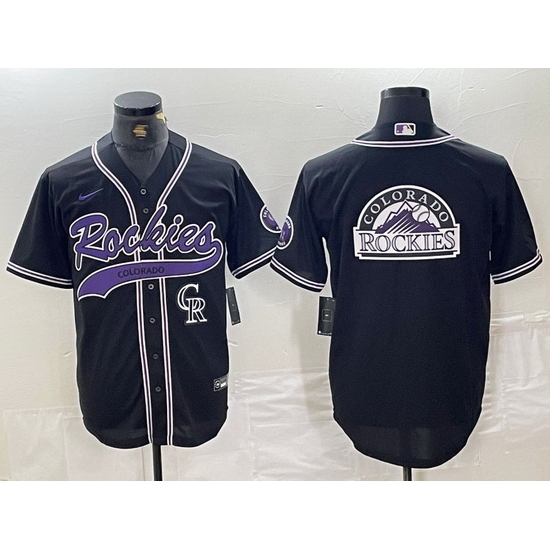 Men Colorado Rockies Black Team Big Logo Cool Base Stitched Baseball JerseyS 11 Men Colorado Rockies Black Team Big Logo Cool Base Stitched Baseball JerseyS 11