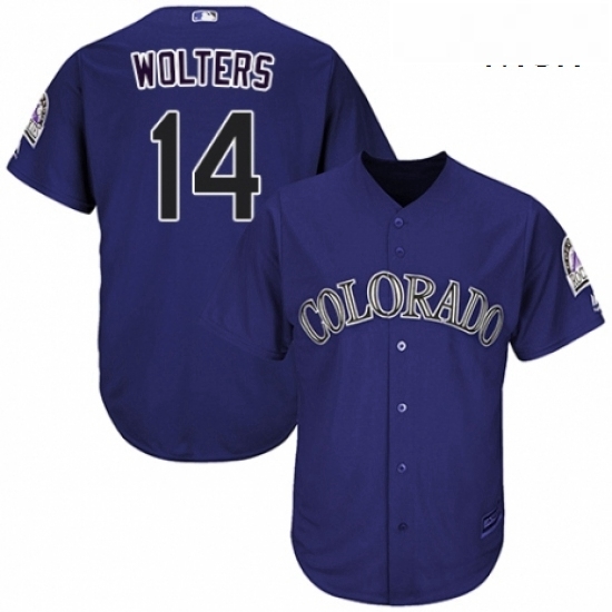Mens Majestic Colorado Rockies 14 Tony Wolters Replica Purple Alternate 1 Cool Base MLB Jersey Mens Majestic Colorado Rockies 14 Tony Wolters Replica Purple Alternate 1 Cool Base MLB Jersey