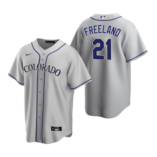 Mens Nike Colorado Rockies 21 Kyle Freeland Gray Road Stitched Baseball Jersey Mens Nike Colorado Rockies 21 Kyle Freeland Gray Road Stitched Baseball Jersey