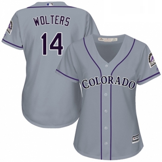 Womens Majestic Colorado Rockies 14 Tony Wolters Authentic Grey Road Cool Base MLB Jersey Womens Majestic Colorado Rockies 14 Tony Wolters Authentic Grey Road Cool Base MLB Jersey