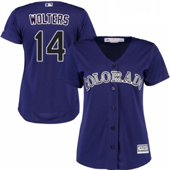Womens Majestic Colorado Rockies 14 Tony Wolters Replica Purple Alternate 1 Cool Base MLB Jersey Womens Majestic Colorado Rockies 14 Tony Wolters Replica Purple Alternate 1 Cool Base MLB Jersey
