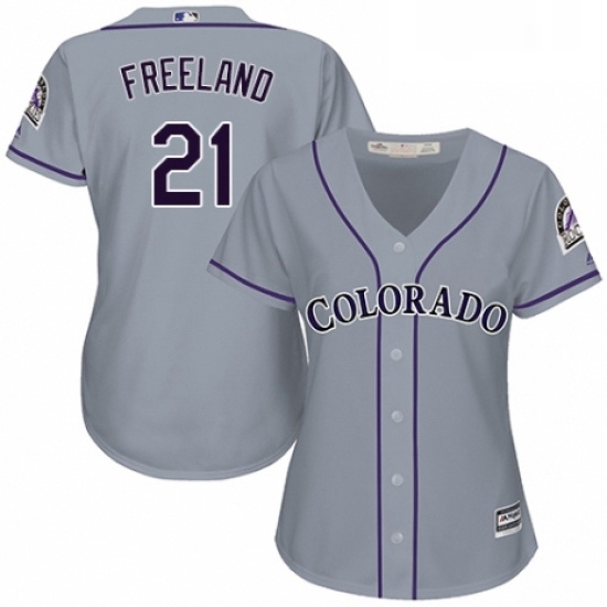 Womens Majestic Colorado Rockies 21 Kyle Freeland Replica Grey Road Cool Base MLB Jersey Womens Majestic Colorado Rockies 21 Kyle Freeland Replica Grey Road Cool Base MLB Jersey