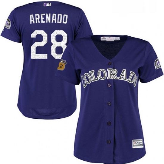 Womens Majestic Colorado Rockies 28 Nolan Arenado Authentic Purple 2017 Spring Training Cool Base MLB Jersey Womens Majestic Colorado Rockies 28 Nolan Arenado Authentic Purple 2017 Spring Training Cool Base MLB Jersey