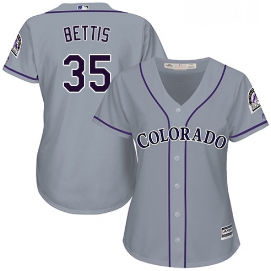 Womens Majestic Colorado Rockies 35 Chad Bettis Authentic Grey Road Cool Base MLB Jersey Womens Majestic Colorado Rockies 35 Chad Bettis Authentic Grey Road Cool Base MLB Jersey