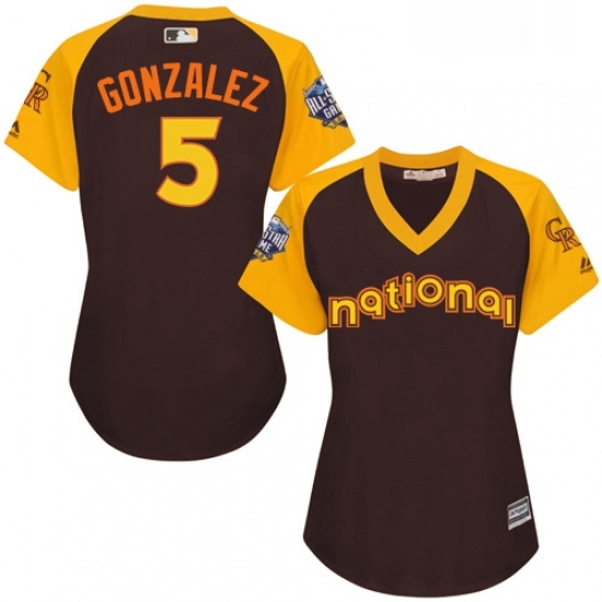 Womens Majestic Colorado Rockies 5 Carlos Gonzalez Authentic Brown 2016 All Star National League BP Cool Base MLB Jersey Womens Majestic Colorado Rockies 5 Carlos Gonzalez Authentic Brown 2016 All Star National League BP Cool Base MLB Jersey