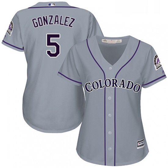 Womens Majestic Colorado Rockies 5 Carlos Gonzalez Authentic Grey Road Cool Base MLB Jersey Womens Majestic Colorado Rockies 5 Carlos Gonzalez Authentic Grey Road Cool Base MLB Jersey