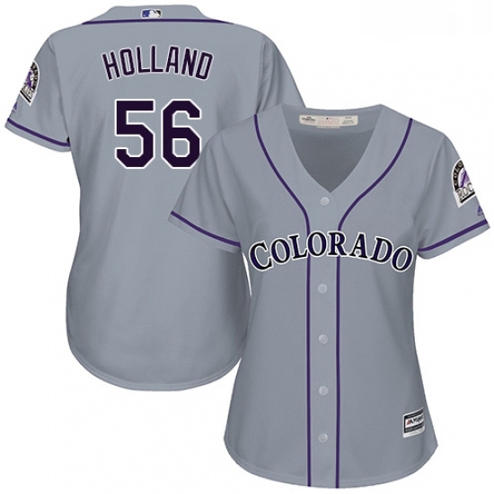 Womens Majestic Colorado Rockies 56 Greg Holland Replica Grey Road Cool Base MLB Jersey Womens Majestic Colorado Rockies 56 Greg Holland Replica Grey Road Cool Base MLB Jersey