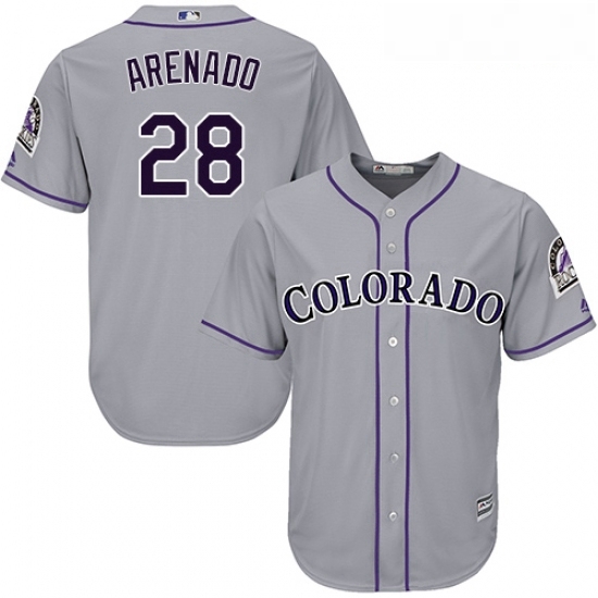 Youth Majestic Colorado Rockies 28 Nolan Arenado Authentic Grey Road Cool Base MLB Jersey Youth Majestic Colorado Rockies 28 Nolan Arenado Authentic Grey Road Cool Base MLB Jersey