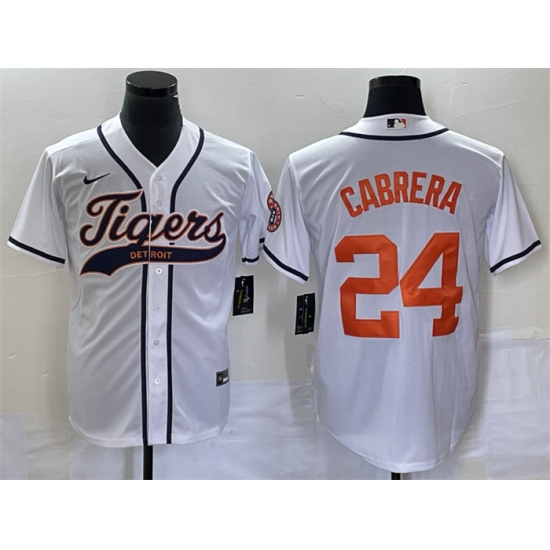 Men Detroit Tigers 24 Miguel Cabrera White Cool Base Stitched Baseball Jersey Men Detroit Tigers 24 Miguel Cabrera White Cool Base Stitched Baseball Jersey