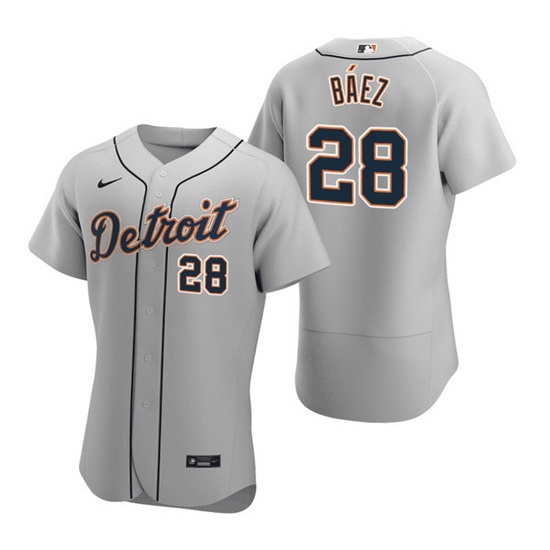 Men Detroit Tigers 28 Javier Baez Grey Flex Base Stitched jersey Men Detroit Tigers 28 Javier Baez Grey Flex Base Stitched jersey